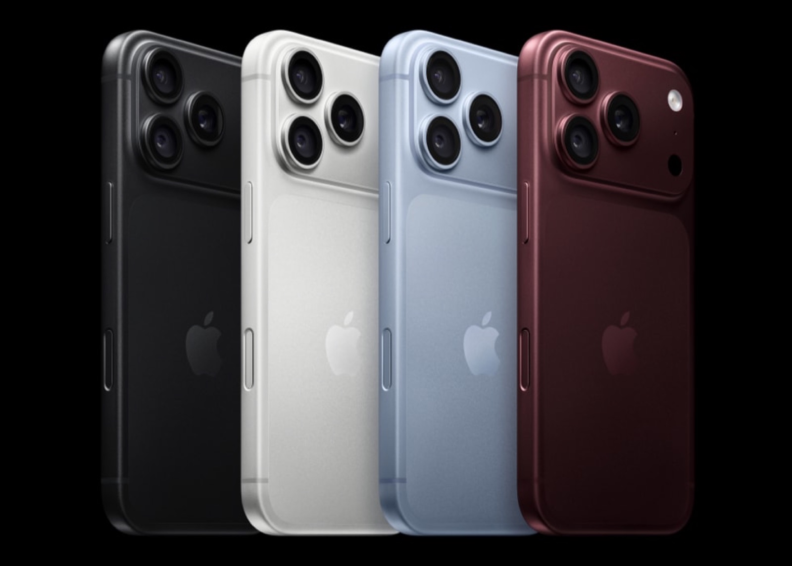 iPhone 18 Pro color lineup in black, silver, glacier and burgundy