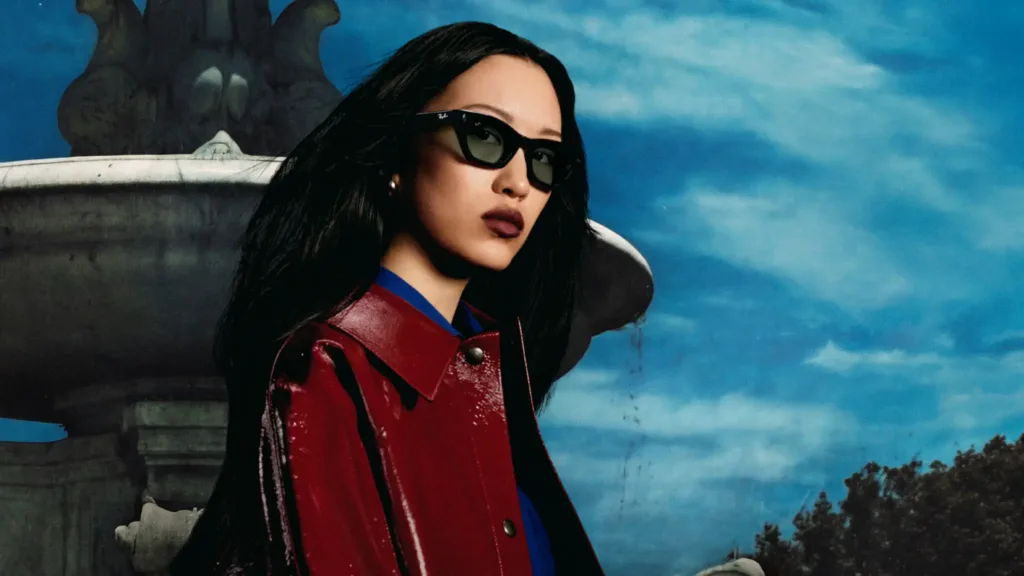 Model wearing Ray-Ban Meta Gen 3 in the new Zena cat-eye frame